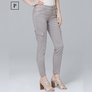 NWT White House Black Market skinny ankle cargo pants size 2P color: chrome